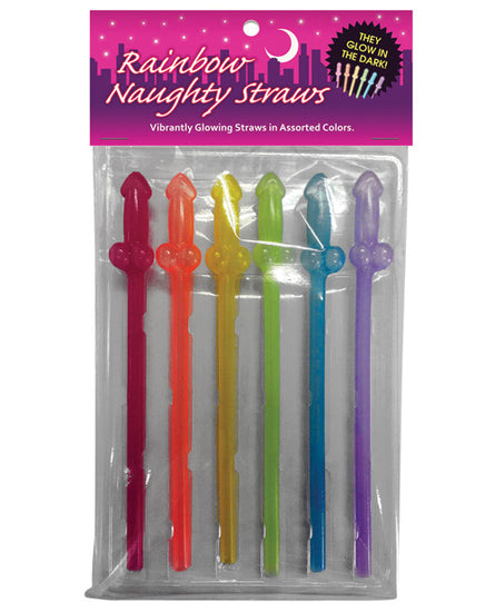 Naughty Glow in the Dark Rainbow Straws - Pack of 6 - Empower Pleasure