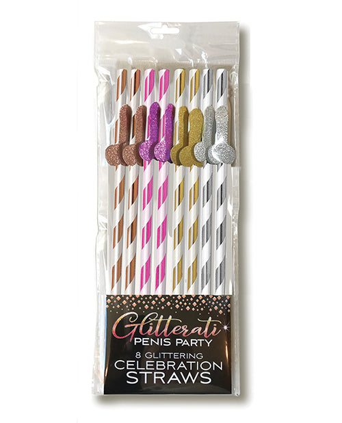 Glitterati Tall Penis Party Straws - Pack of 8 - Empower Pleasure