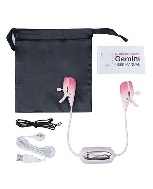 Lovense Gemini Vibrating Nipple Clamps - Pink - Empower Pleasure