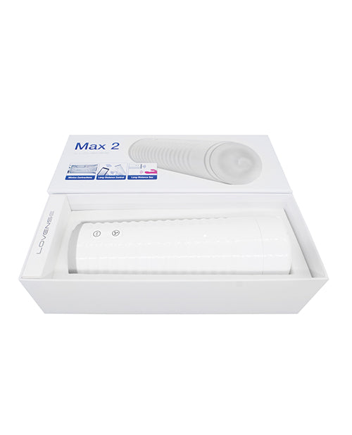 Lovense Max 2 Rechargeable Male Masturbator with White Case - Clear Sleeve - Empower Pleasure