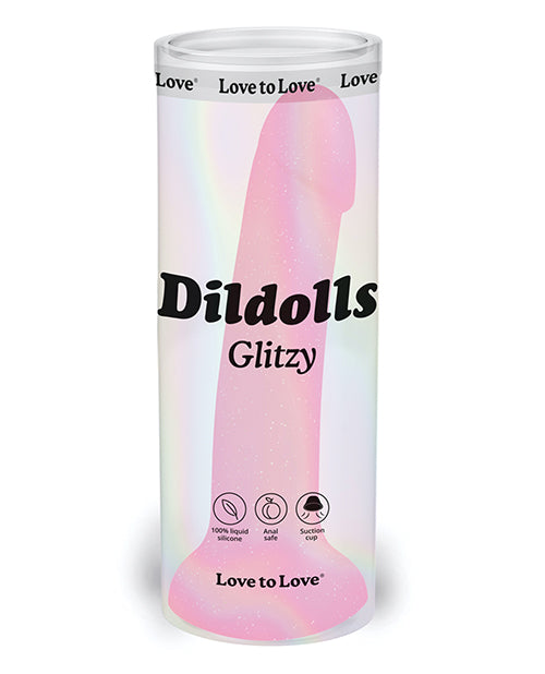 Love to Love Curved Suction Cup Dildolls Glitzy - Glitter Pink - Empower Pleasure