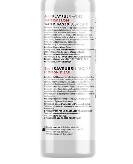 Swiss Navy 4-in-1 Playful Flavors Watermelon - 4 oz - Empower Pleasure