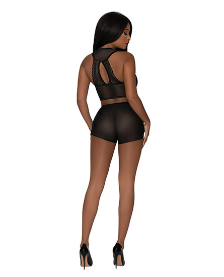 Modern Romance Tie Front Halter & Tap Pant Black S/M - Empower Pleasure