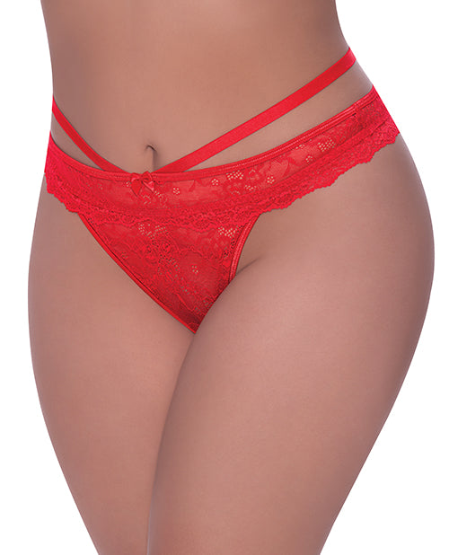 Ooh La Lace Peek-a-Boo Cheeky Panty Red QN - Empower Pleasure