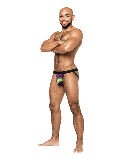 Galactic Sheer Poly Spandex Strappy Ring Jock Multi Color S/M - Empower Pleasure