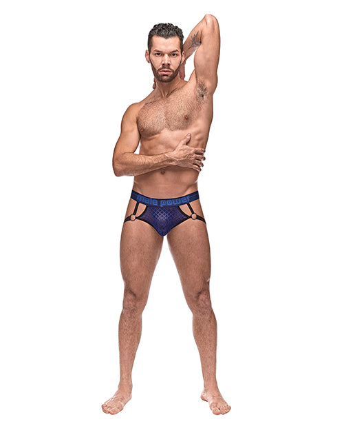 Diamond Mesh Jock Ring Blue - Empower Pleasure