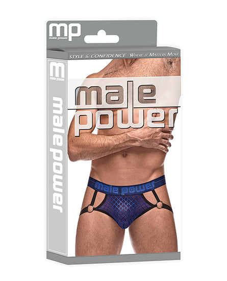 Diamond Mesh Jock Ring Blue - Empower Pleasure