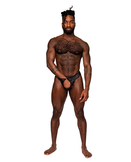 Sassy Lace Open Ring Thong Black L/XL - Empower Pleasure