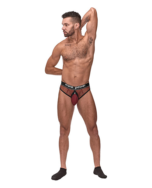 Cock Pit Fishnet Cock Ring Thong - Red - Empower Pleasure