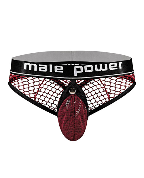 Cock Pit Fishnet Cock Ring Thong - Red