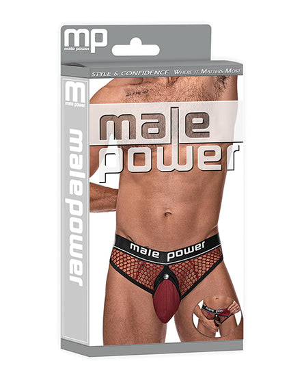 Cock Pit Fishnet Cock Ring Thong - Red - Empower Pleasure