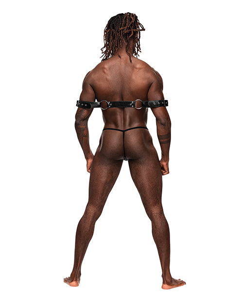 Pisces PU Leather Bicep & Back Harness Black O/S - Empower Pleasure