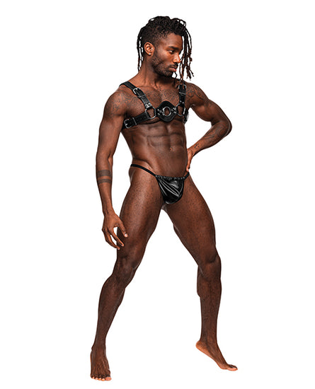 Libra PU Leather Chest Harness Black O/S - Empower Pleasure