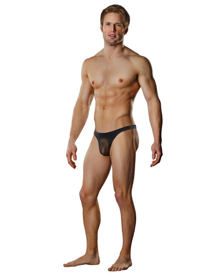 Male power sheer nylon lycra pouch thong black - Empower Pleasure