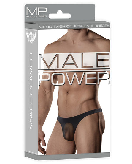 Male power sheer nylon lycra pouch thong black - Empower Pleasure