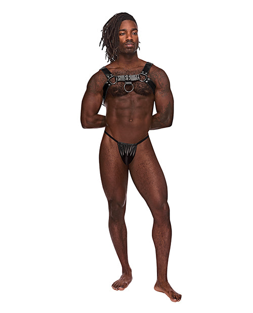 Leather Aries Single Ring Harness Black O/S - Empower Pleasure