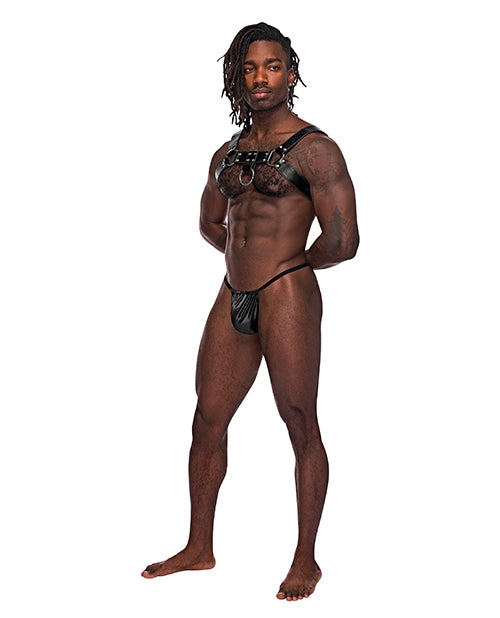 Leather Aries Single Ring Harness Black O/S - Empower Pleasure