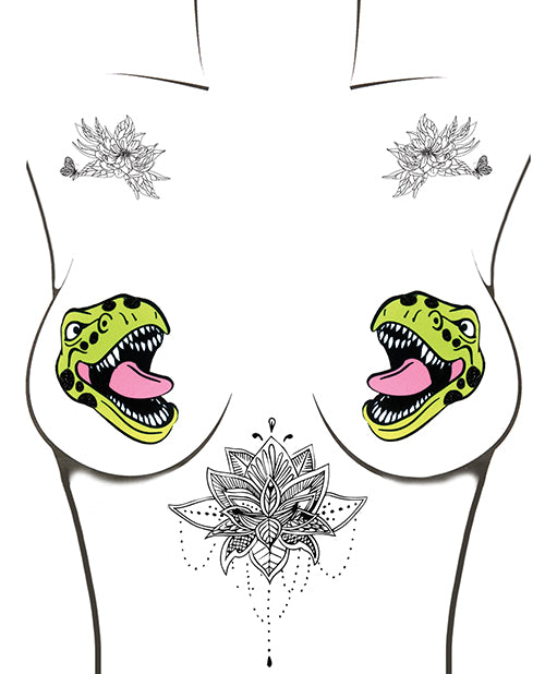 Neva Nude Black Light  Dinosaur Pasties - Green O/S - Empower Pleasure