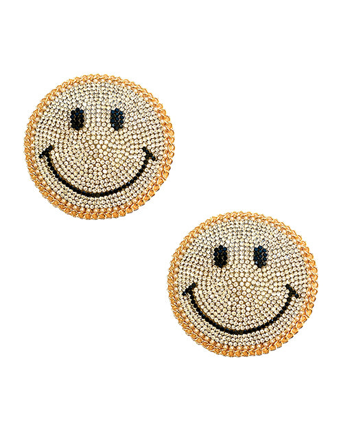 Burlesque Smile Face Jewel Reusable Silicone Nipztix - Gold O/S