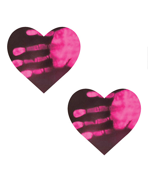 Neva Nude Temperature Reactive Heart Pasties - Neon Pink - Empower Pleasure