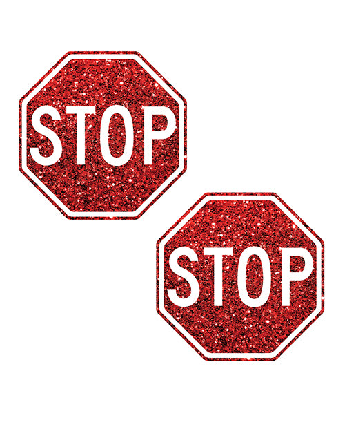 Neva Nude Stop Sign Glitter Pasties - Red O/S - Empower Pleasure