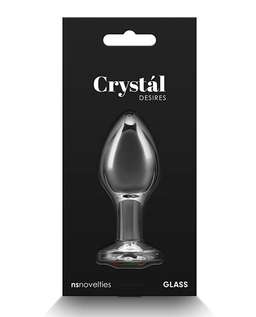 Crystal Desires Glass Round Gem Butt Plug Medium - Rainbow - Empower Pleasure