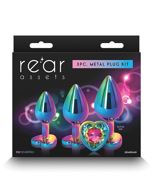 Rear Assets Rainbow Heart Gem Anal Trainer Kit - Multi Color
