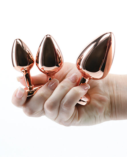 Rear Assets Pink Heart Gem Anal Trainer Kit - Rose Gold - Empower Pleasure