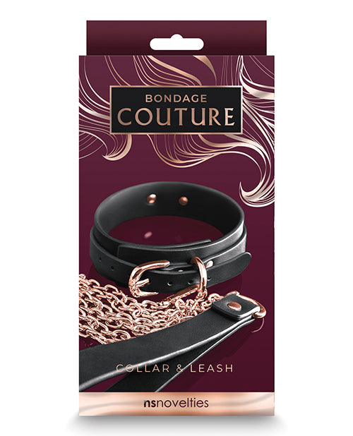 Bondage Couture Collar & Leash - Black - Empower Pleasure