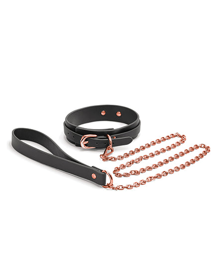 Bondage Couture Collar & Leash - Black - Empower Pleasure