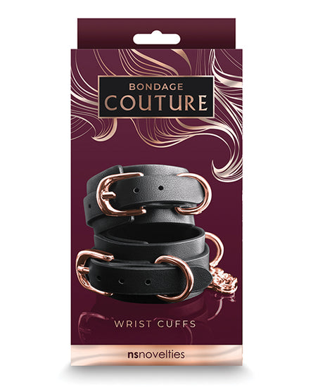 Bondage Couture Wrist Cuffs - Black - Empower Pleasure