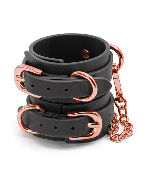 Bondage Couture Wrist Cuffs - Black - Empower Pleasure