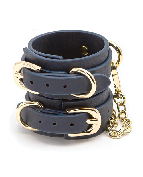 Bondage Couture Vinyl Wrist Cuff - Blue - Empower Pleasure