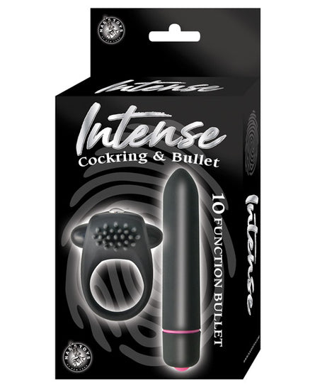 Intense Cockring & Bullet - Black - Empower Pleasure