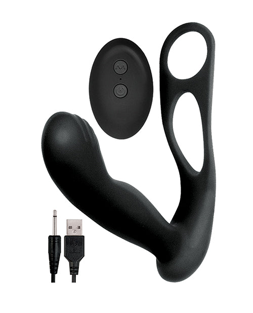 Butts Up Prostate Massager with Scrotum & Cockring - Black - Empower Pleasure