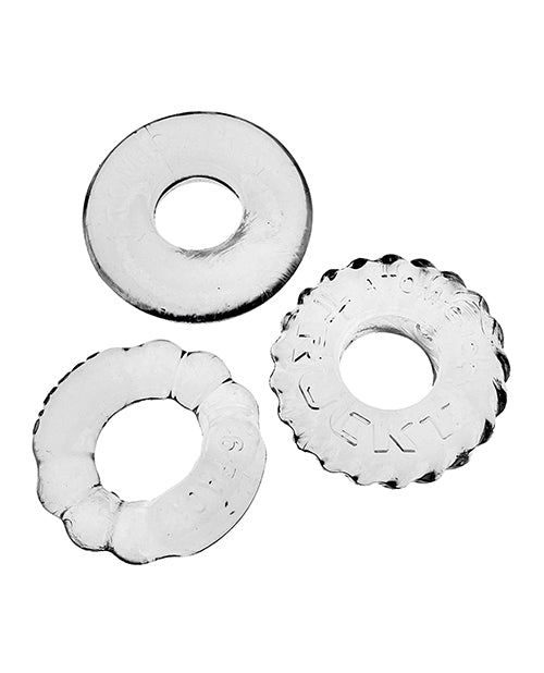 Oxballs Bonemaker 3 Pack Cockring Kit - Clear - Empower Pleasure