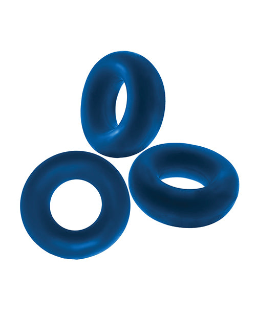Oxballs Fat Willy 3 Pack Jumbo Cock Rings - Space Blue - Empower Pleasure