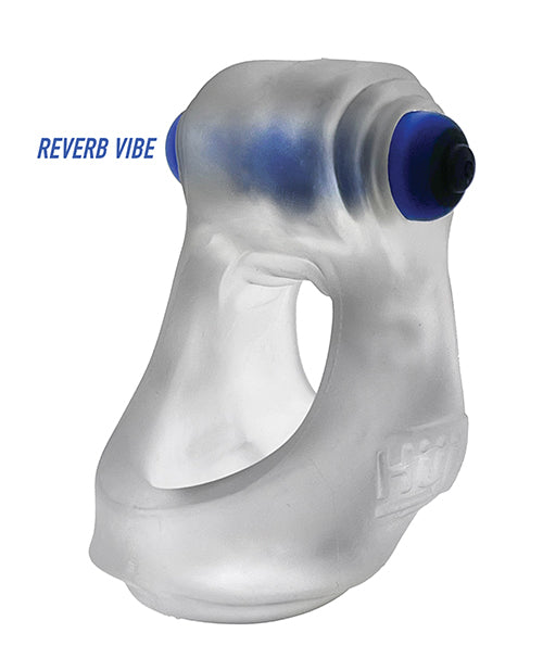 Hunkyjunk Revsling Sling with Vibe - Clear Ice with Blue Vibe - Empower Pleasure