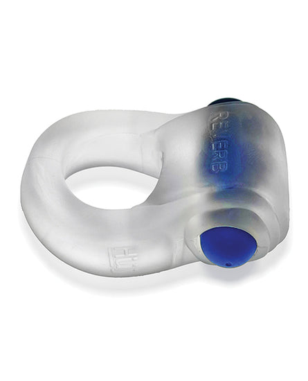 Hunkyjunk Revring Cock Ring with Vibe - Clear with Blue Vibe - Empower Pleasure