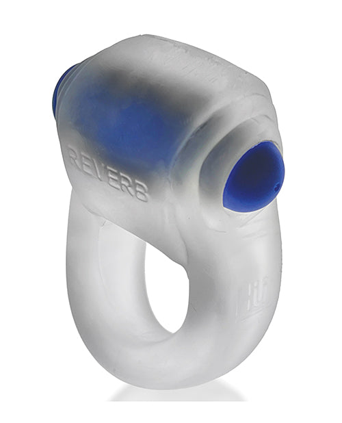 Hunkyjunk Revring Cock Ring with Vibe - Clear with Blue Vibe - Empower Pleasure