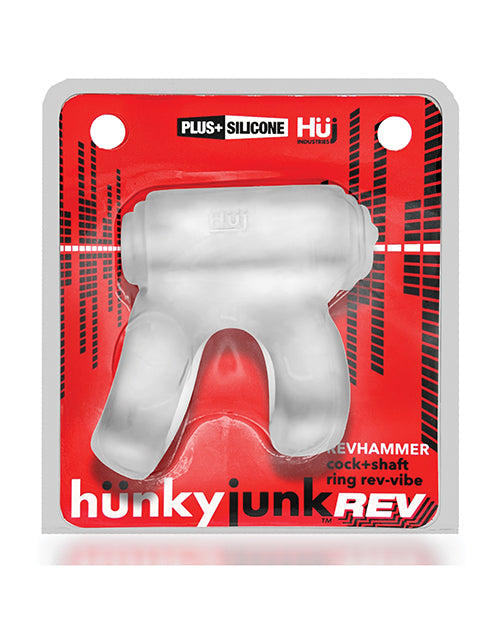 Hunkyjunk Revhammer Shaft Vibe Ring - Clear Ice with Blue Vibe - Empower Pleasure