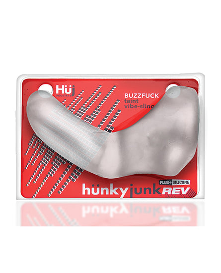 Hunky Junk Buzzfuck Sling with Taint Vibe - Clear Ice - Empower Pleasure