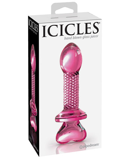 Icicles No. 82 Hand Blown Glass Butt Plug - Ribbed/Pink - Empower Pleasure