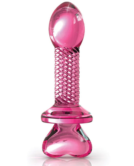 Icicles No. 82 Hand Blown Glass Butt Plug - Ribbed/Pink - Empower Pleasure
