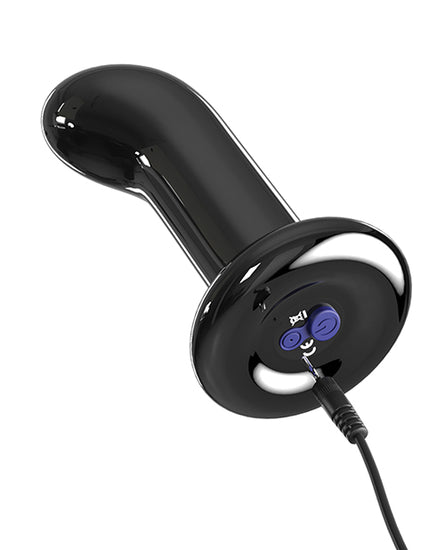 Icicles No. 84 Hand Blown Glass Vibrating Butt Plug w/Remote - Black - Empower Pleasure