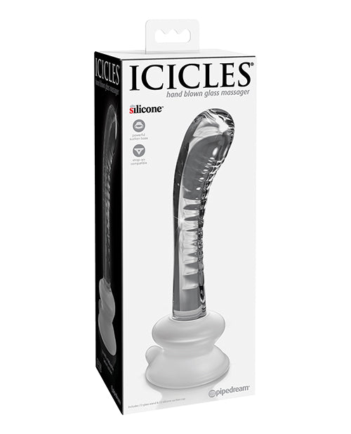 Icicles No. 88 Hand Blown Glass G-Spot Massager w/Suction Cup -  Clear - Empower Pleasure