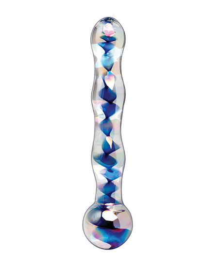 Icicles No. 8 Hand Blown Glass Massager - Clear w/Inside Blue Swirls - Empower Pleasure