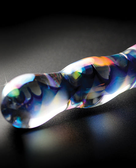 Icicles No. 8 Hand Blown Glass Massager - Clear w/Inside Blue Swirls - Empower Pleasure