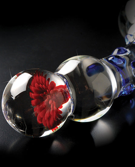 Icicles No. 18 Hand Blown Glass Massager - Clear with Blue Knobs - Empower Pleasure