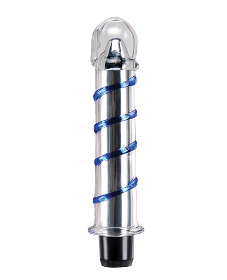 Icicles No. 20 Hand Blown Glass Vibrator Waterproof - Clear with Blue Swirls - Empower Pleasure